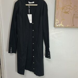 NWT Amanda Uprichard Black Long Sleeve Shirt Dress- size Small